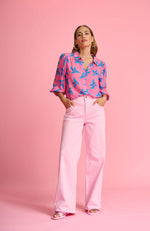 Wide Leg Lilac Pink Jeans - Pink