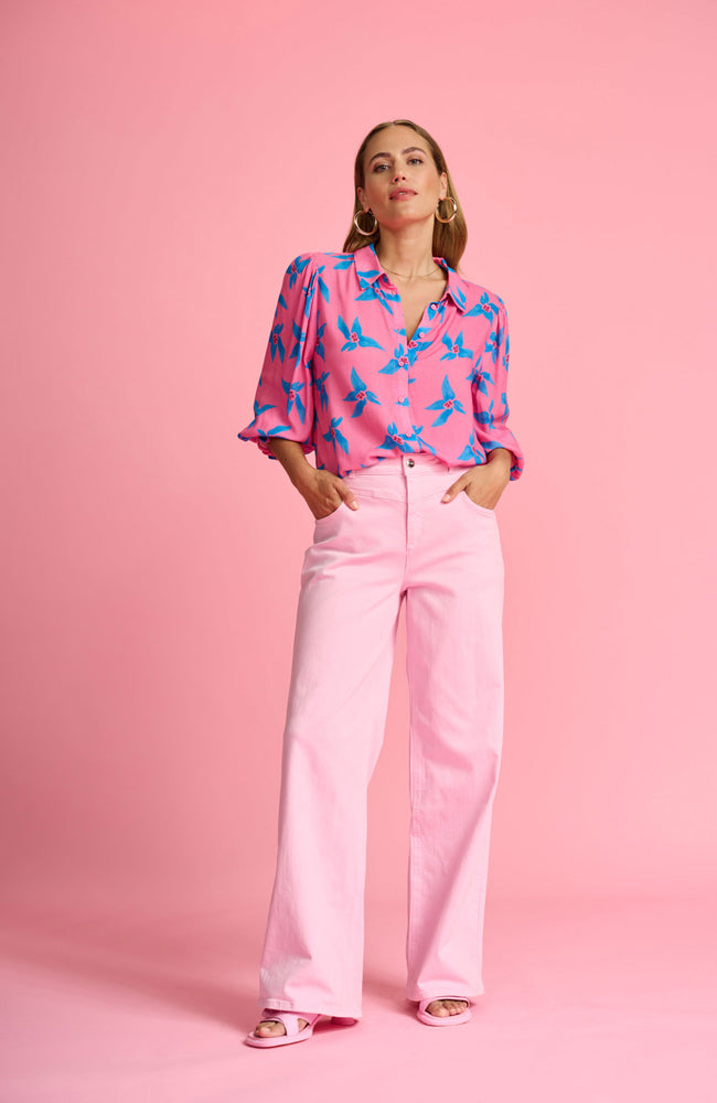 Wide Leg Lilac Pink Jeans - Pink