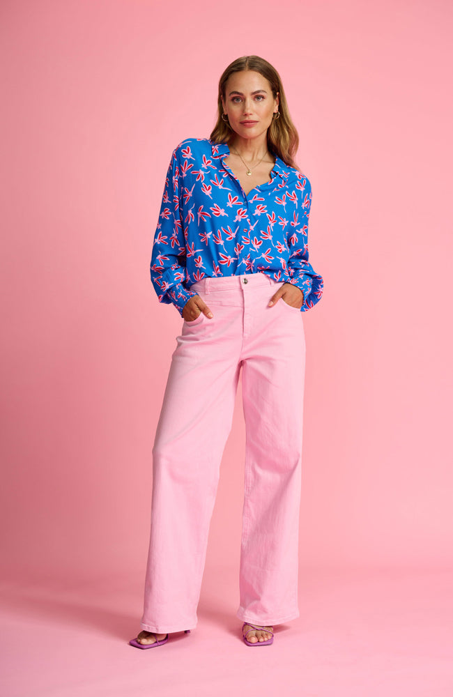 Wide Leg Lilac Pink Jeans - Pink
