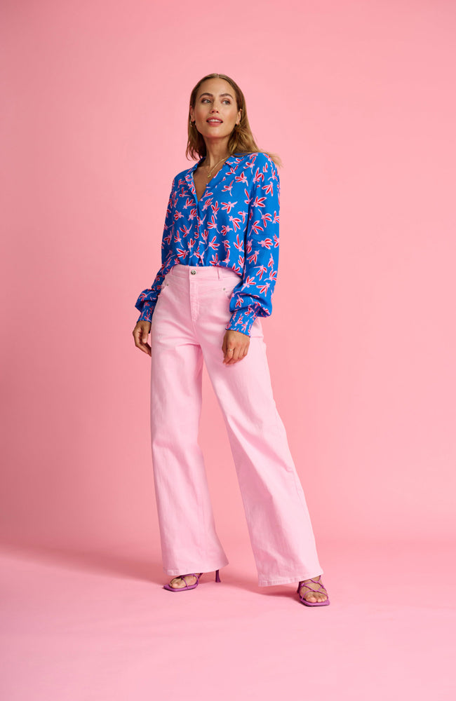 Wide Leg Lilac Pink Jeans - Pink