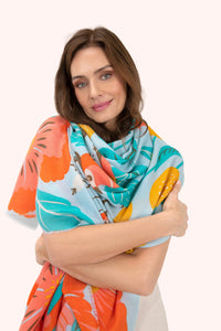 Print Scarf - Lovebirds in Poppy Field