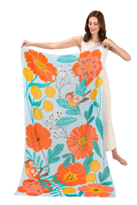 Print Scarf - Lovebirds in Poppy Field