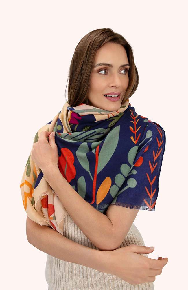 Print Scarf - Scandi Two-tone Floral
