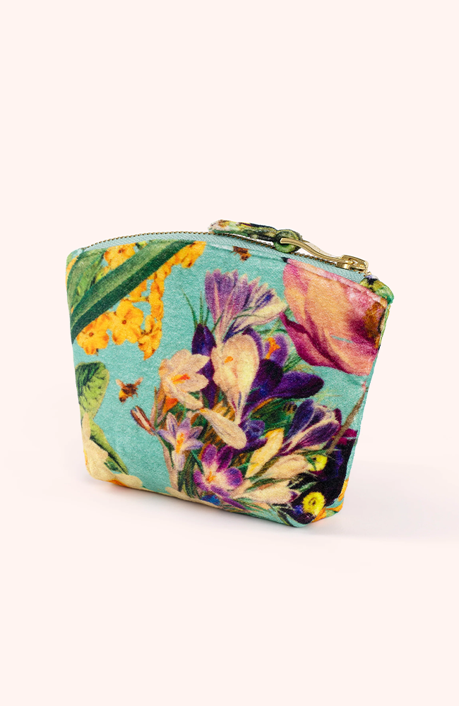 Printed Velvet Mini Pouch - Spring Flora