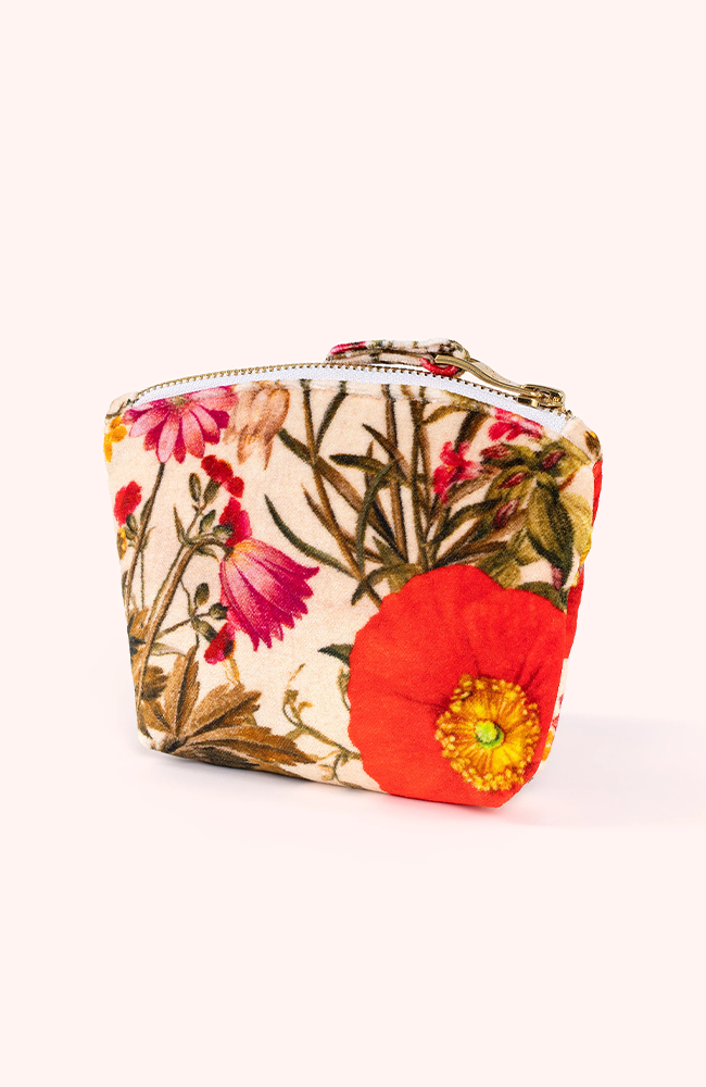 Printed Velvet Mini Pouch - Fine Flowers