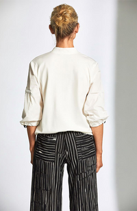 Contrast Zip Cardi - Ecru/Black