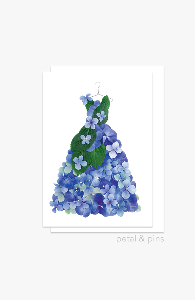 Blue Hydrangea Dress Greeting Card