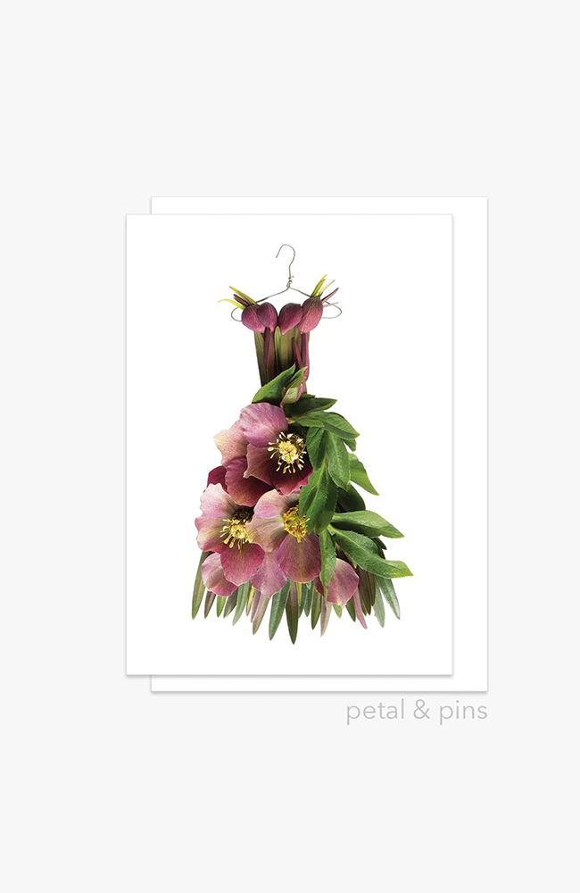 Crimson Hellebore Dress Greeting Card