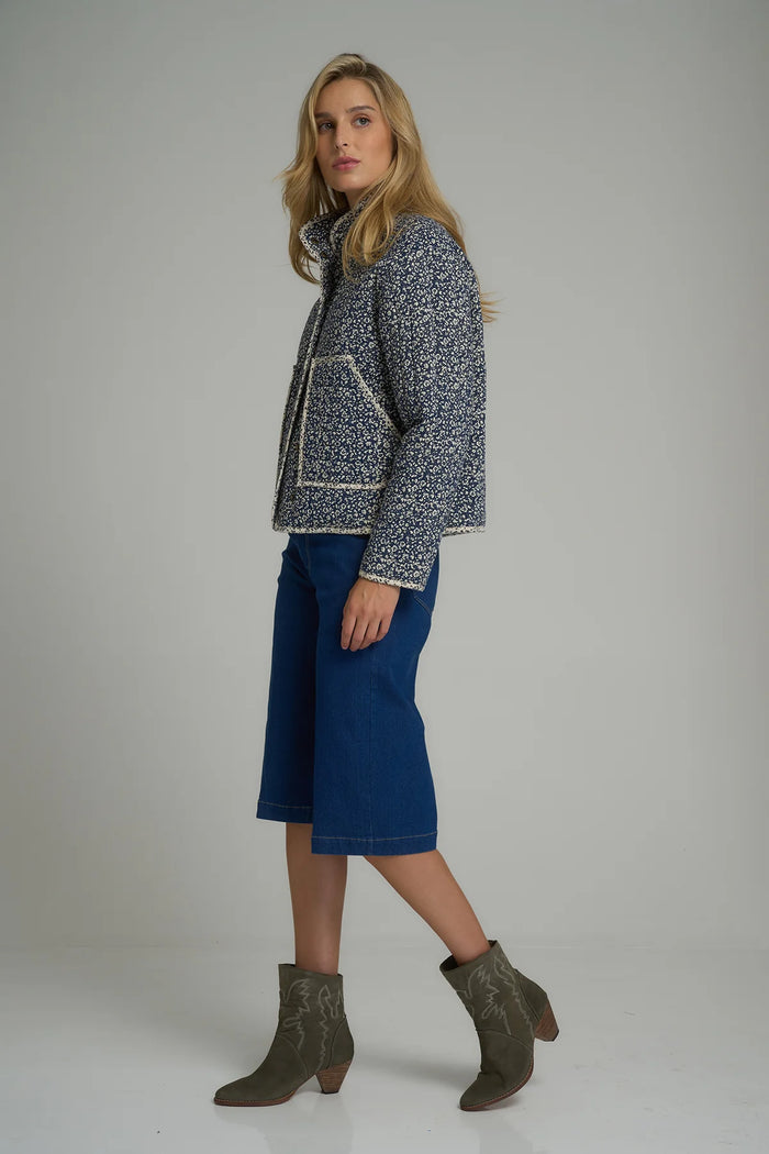 Poets Two Tone Jacket - Hampstead Floral Navy/Ivory