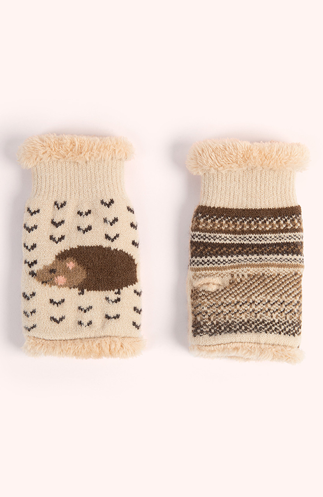 Cosy Wrist Warmers - Hedgehog Cream