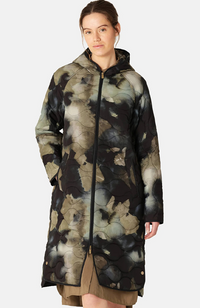 Long Quilted Jacket - Moss Print