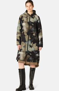 Long Quilted Jacket - Moss Print