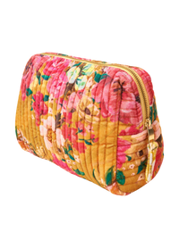 Quilted Washbag - Floral Mustard