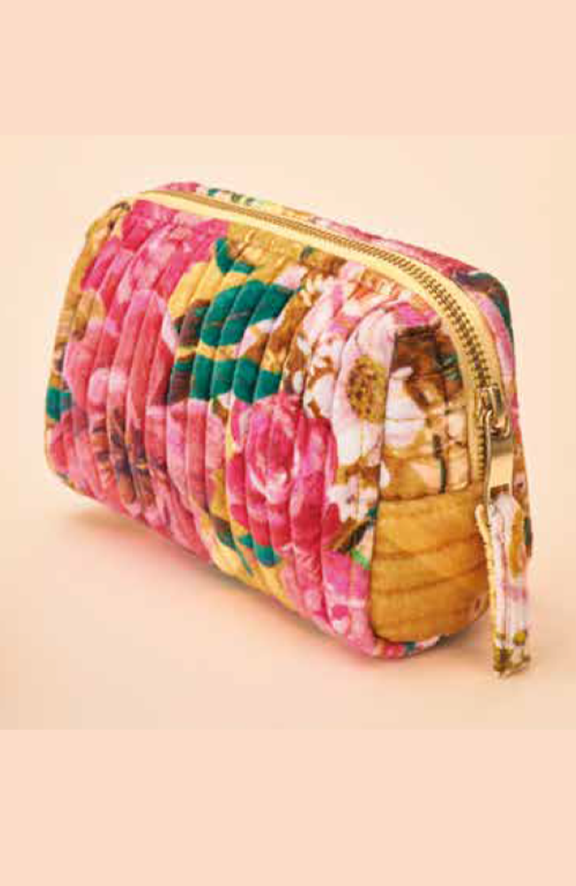 Quilted Washbag - Floral Mustard
