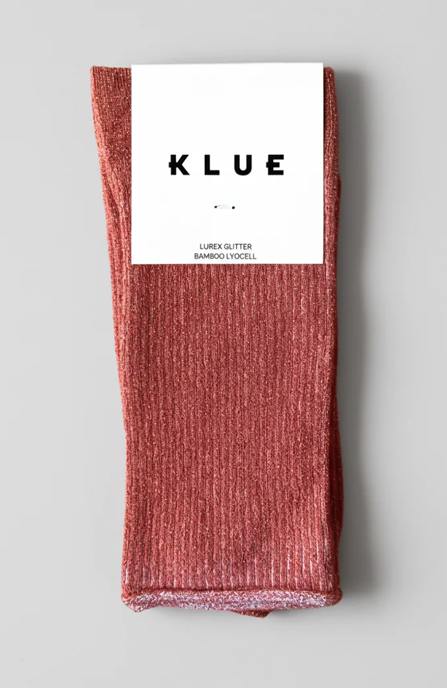 Glitter Lurex Socks - Brick
