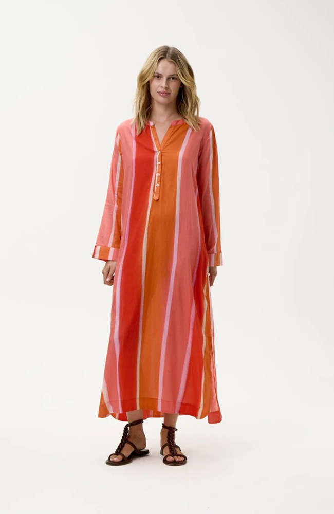 Bazaar Stripe Dress-Moroccan Stripe/Cotton - Sunset