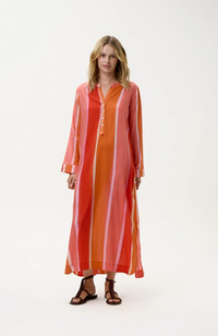 Bazaar Stripe Dress-Moroccan Stripe/Cotton - Sunset
