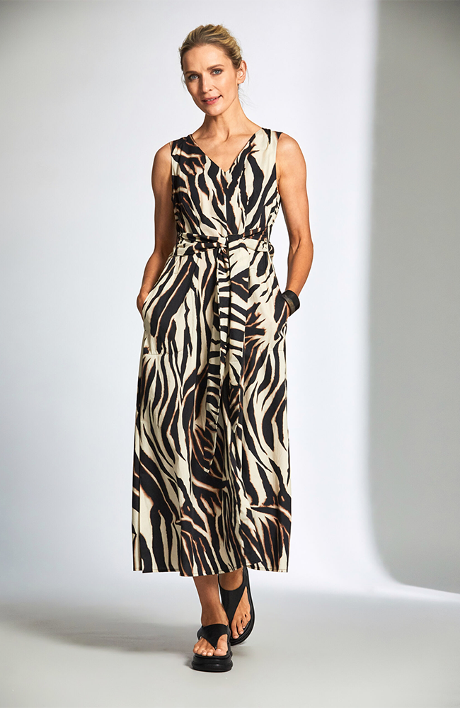 Print Dress - Black/Ecru