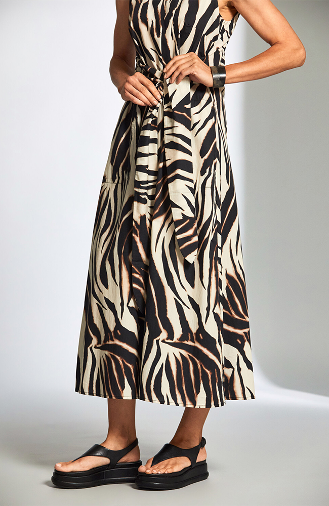 Print Dress - Black/Ecru