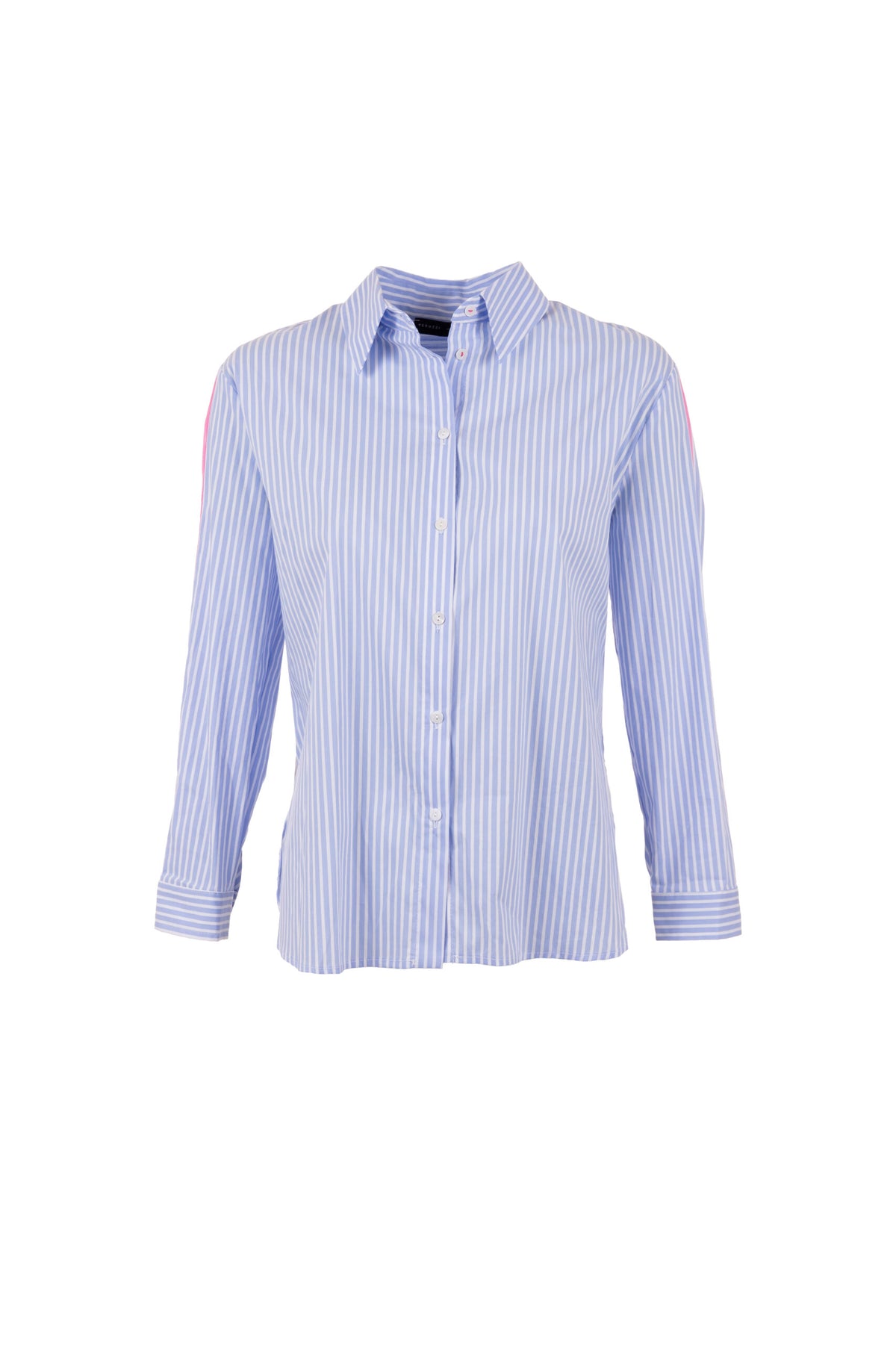 Stripe Shirt with Contrast Sleeve - Blue