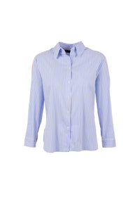 Stripe Shirt with Contrast Sleeve - Blue