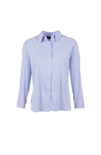 Stripe Shirt with Contrast Sleeve - Blue