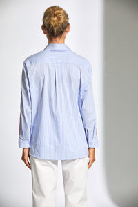 Stripe Shirt with Contrast Sleeve - Blue