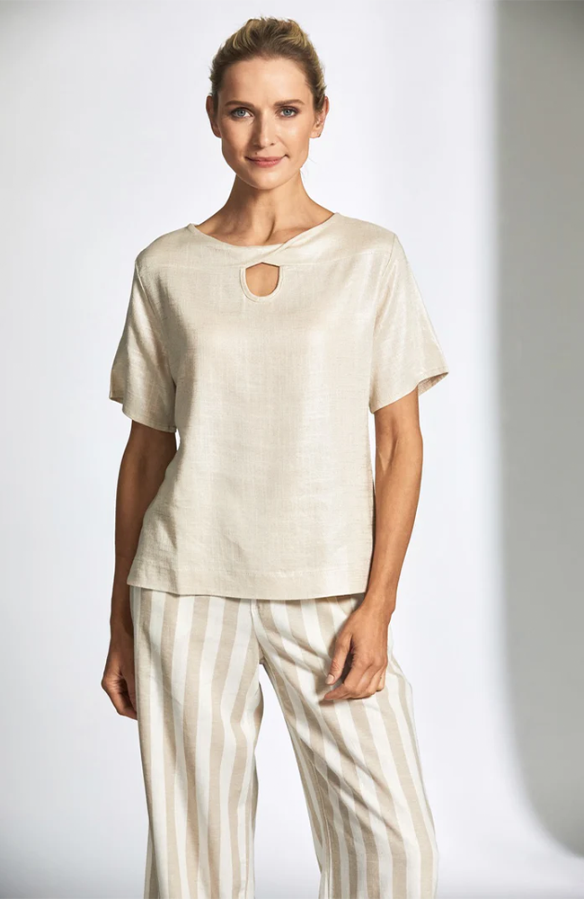 Glazed Linen Top - Sand