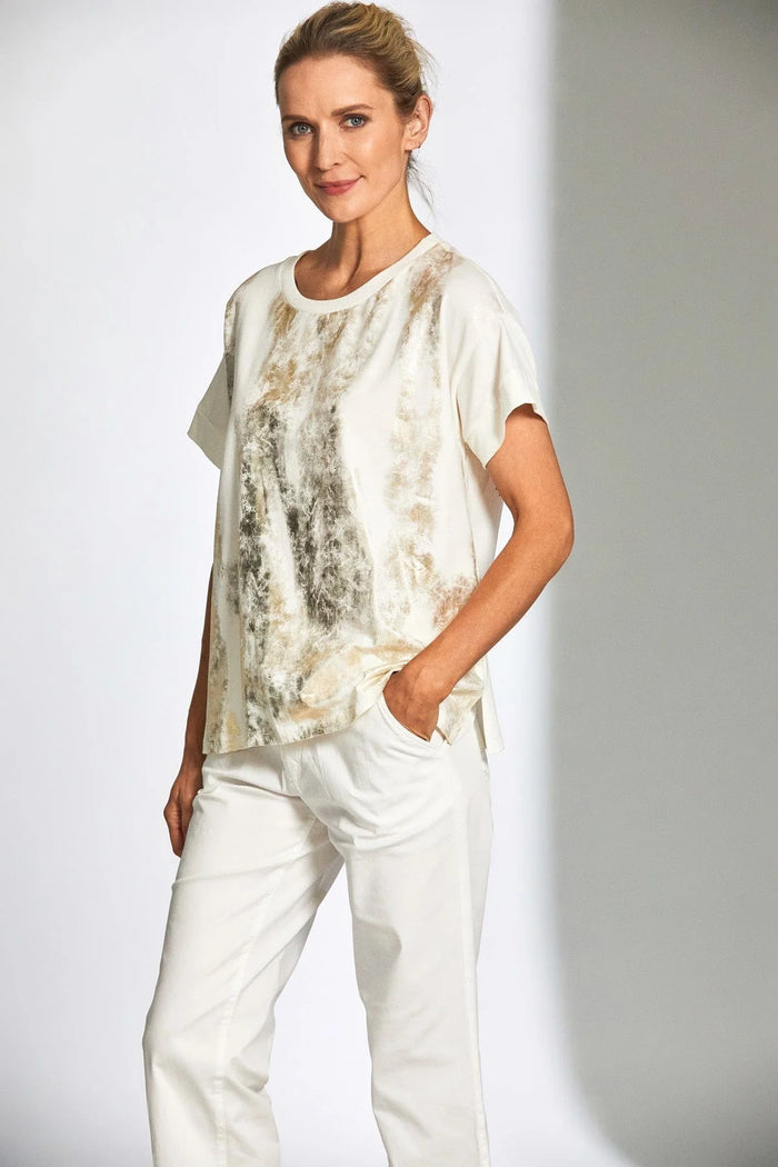 Metallic Front Top - Golden/Ecru