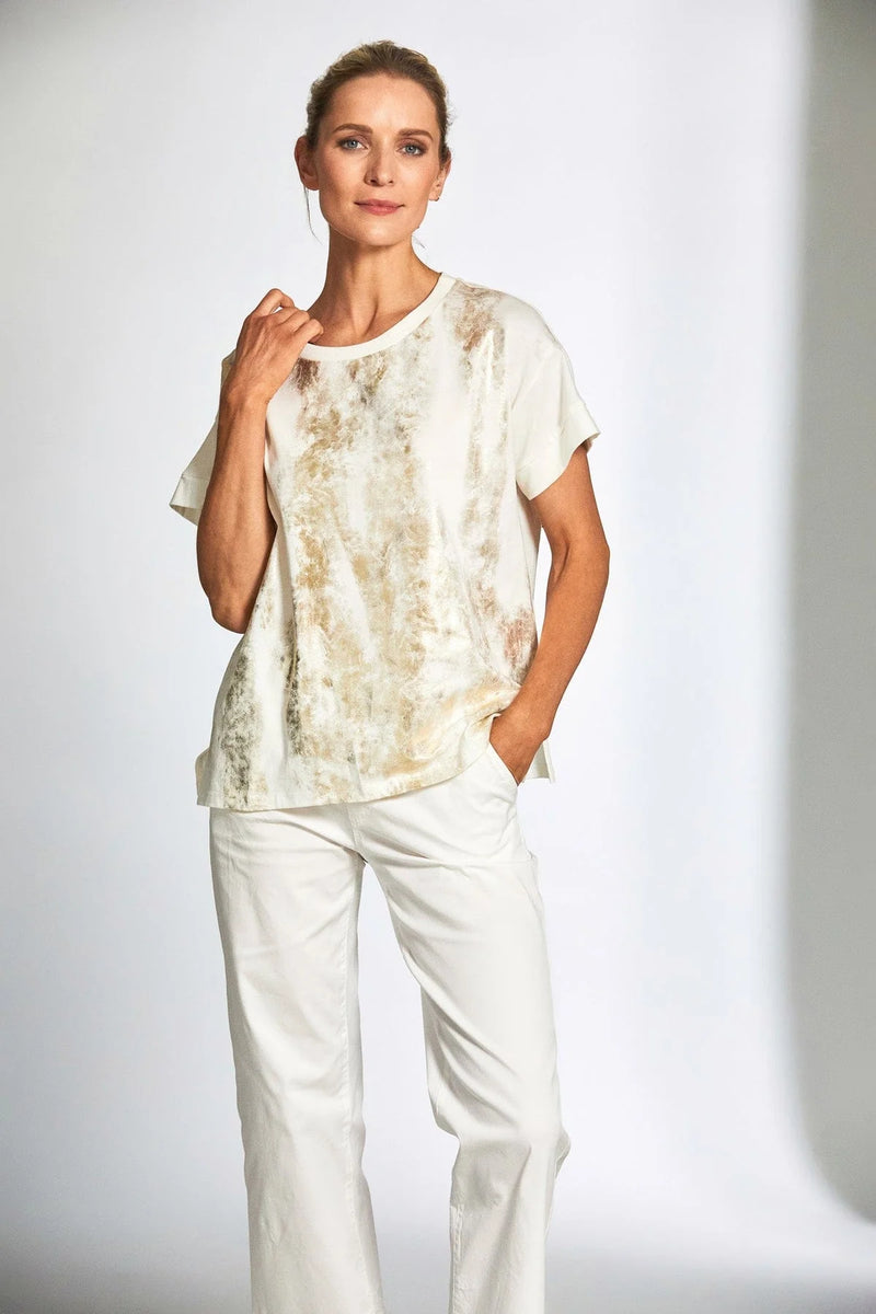 Metallic Front Top - Golden/Ecru