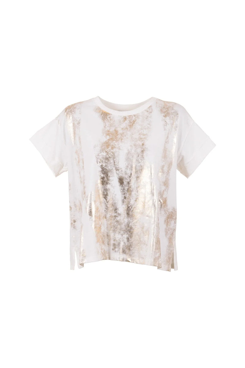 Metallic Front Top - Golden/Ecru