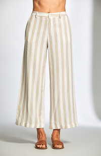 Stripe Linen Trouser - Sand/Ecru