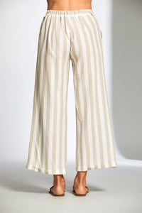 Stripe Linen Trouser - Sand/Ecru