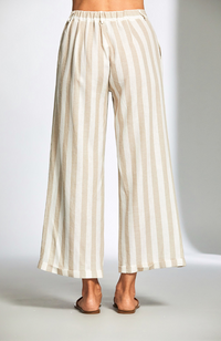 Stripe Linen Trouser - Sand/Ecru