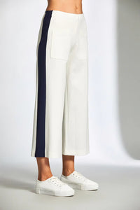 Side Stripe Crop Trouser - Ecru/Navy