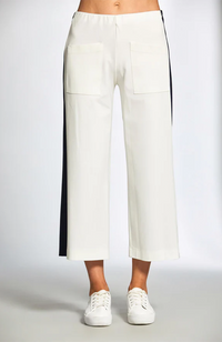 Side Stripe Crop Trouser - Ecru/Navy