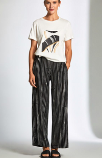 Abstract T-Shirt - White/Black/Sand
