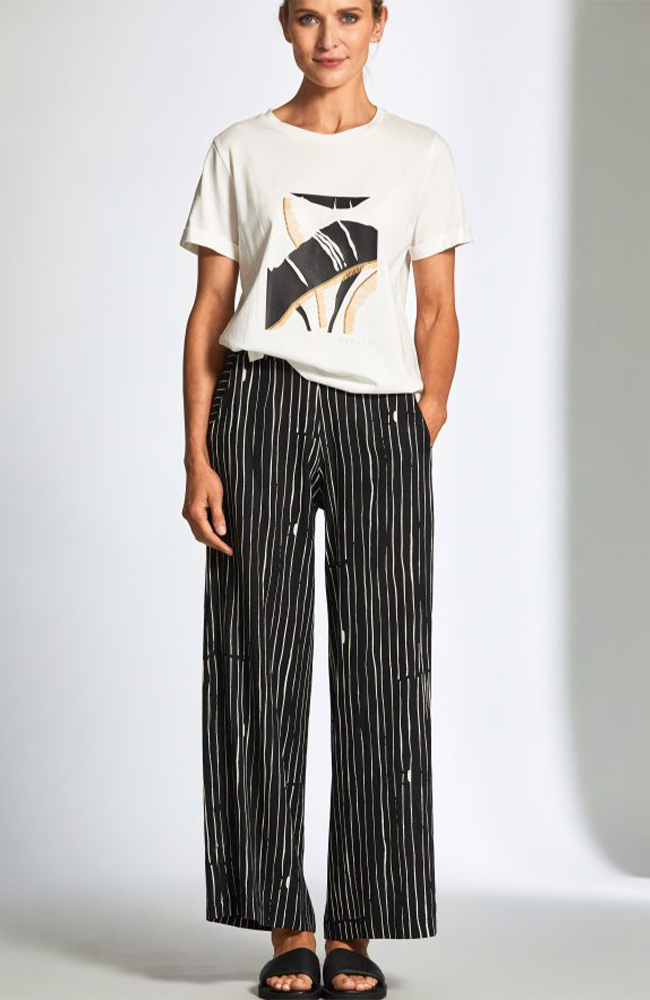 Abstract T-Shirt - White/Black/Sand
