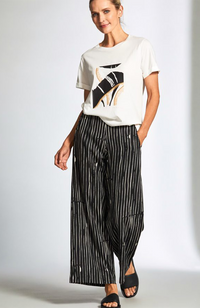 Abstract T-Shirt - White/Black/Sand