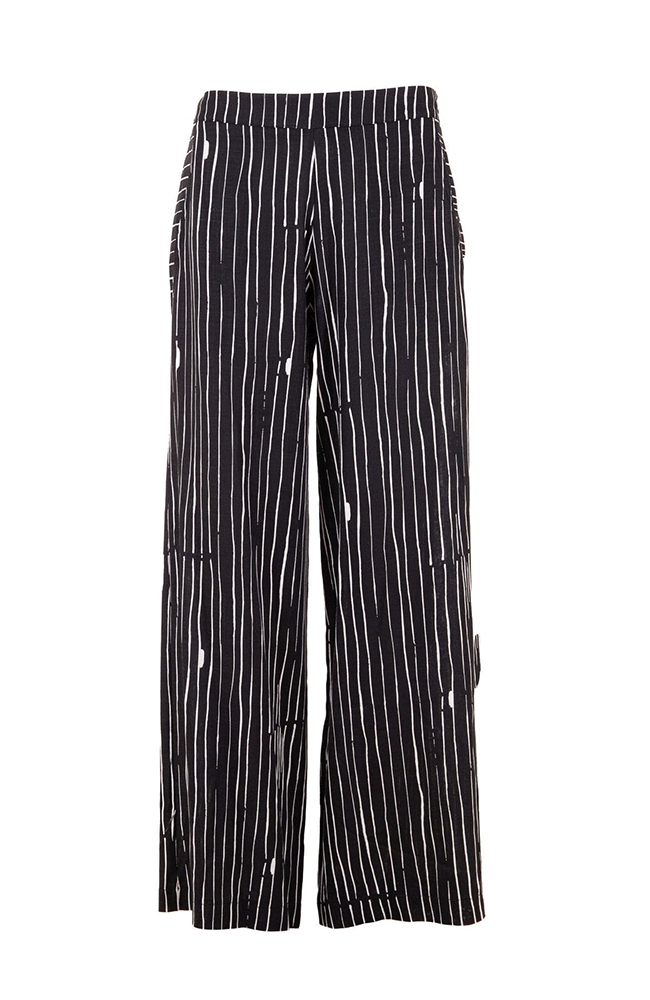 Broken Stripe Crop Pant - Black/Ecru