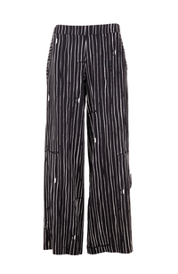 Broken Stripe Crop Pant - Black/Ecru