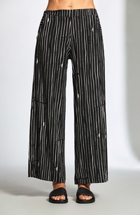 Broken Stripe Crop Pant - Black/Ecru
