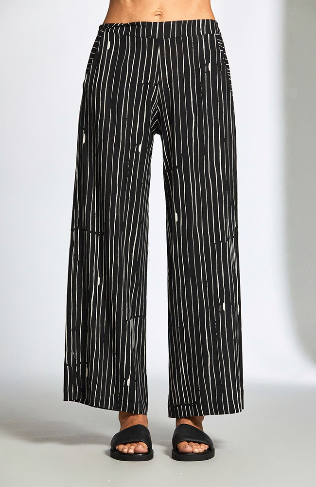 Broken Stripe Crop Pant - Black/Ecru