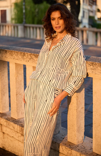 Broken Stripe Shirt - Ecru/Black