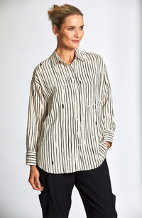 Broken Stripe Shirt - Ecru/Black