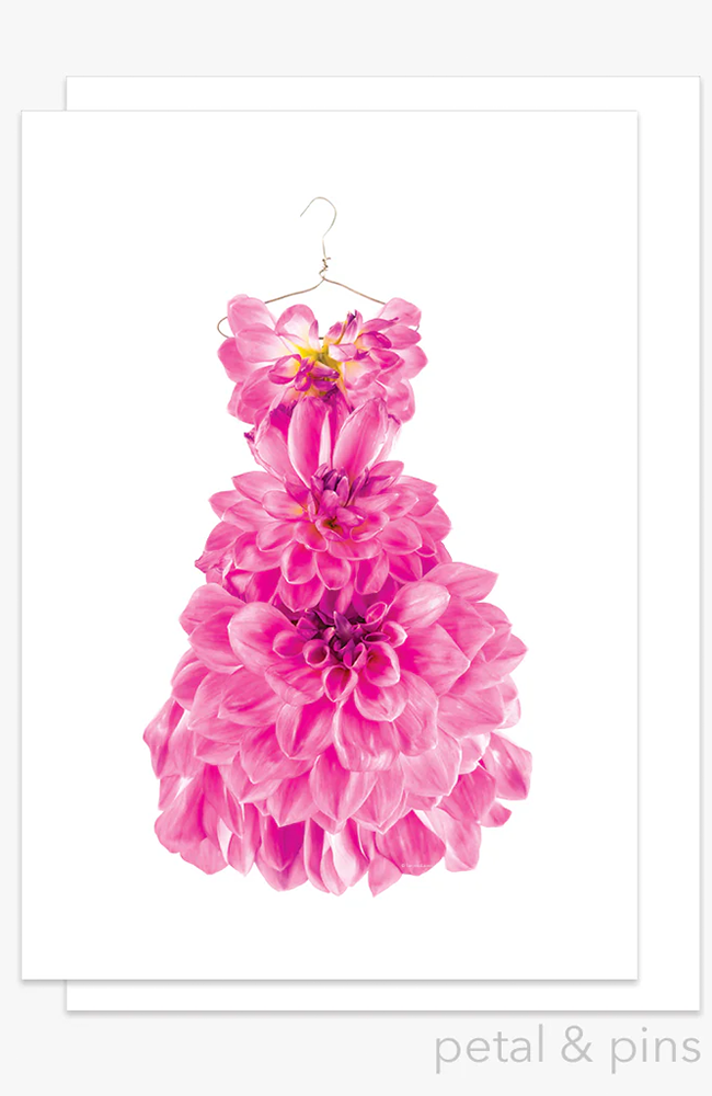 Pink Dahlia Dress Greeting Card