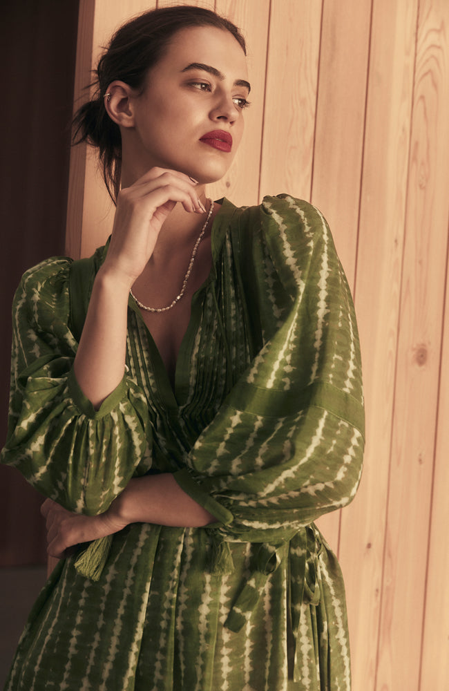 Moonlight Wave Shirt Dress - Forest