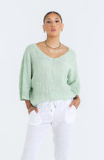 Billie Linen Top - Pistachio