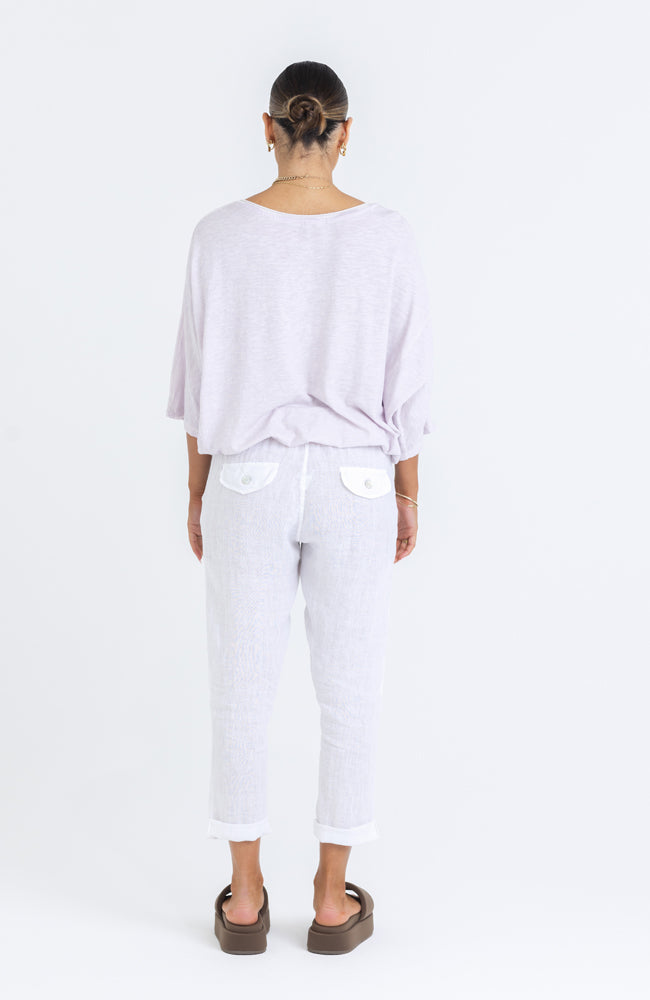 Billie Linen Top - Lilac