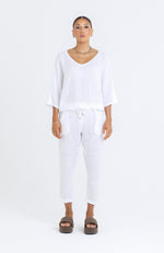 Billie Linen Top - White